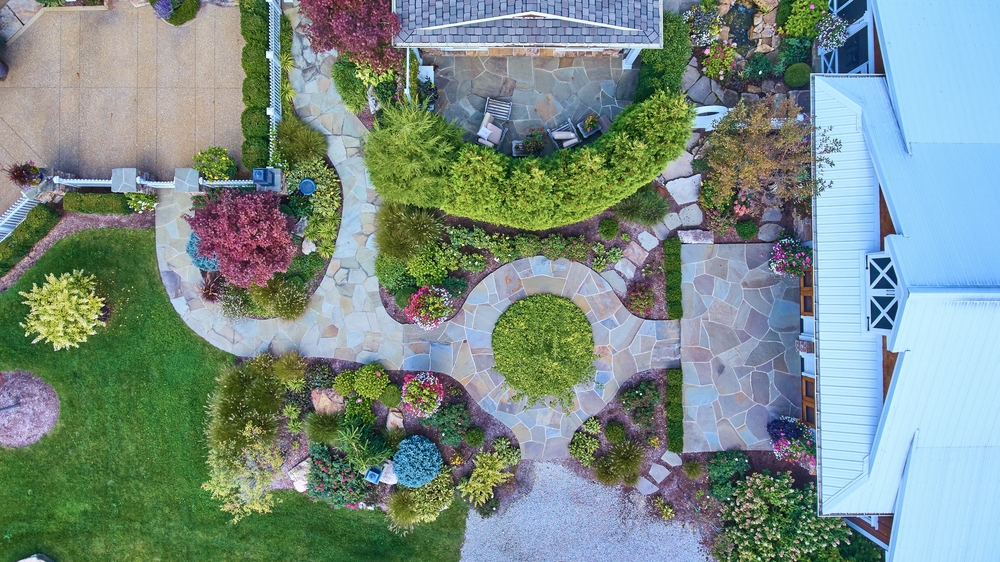aerial view of a landscaping job